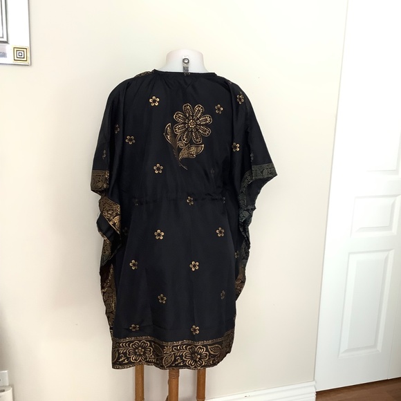 Black&Gold light caftan tunic XL 39-42 bust - Picture 2 of 12